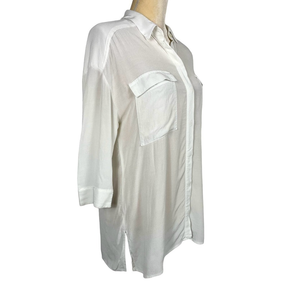 All Saints Milson Shirt in Chalk White Button Down Blouse Medium Business Casual - Picture 8 of 12